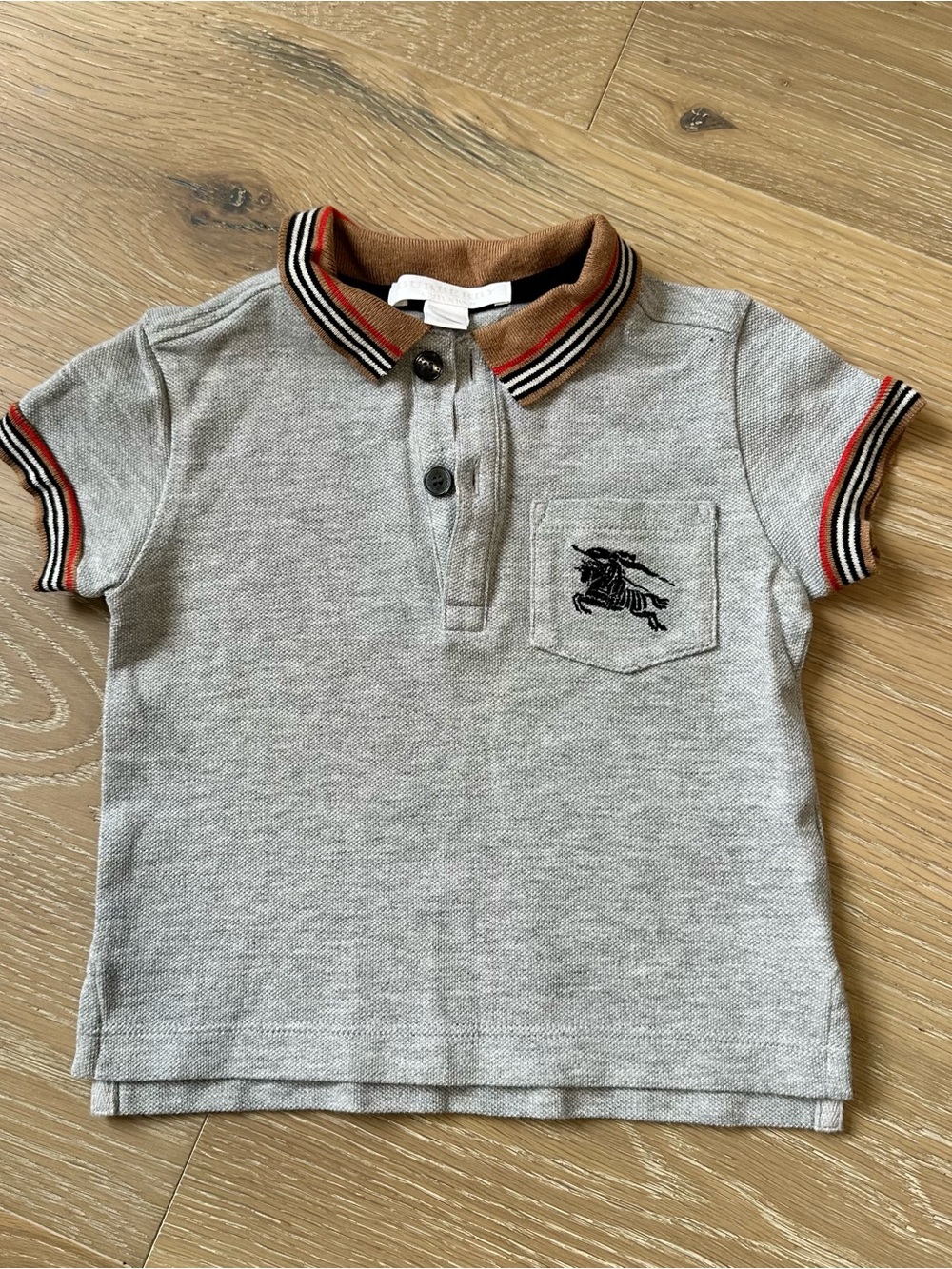 Burberry Baby Grey Polo Shirt 12M Authentic